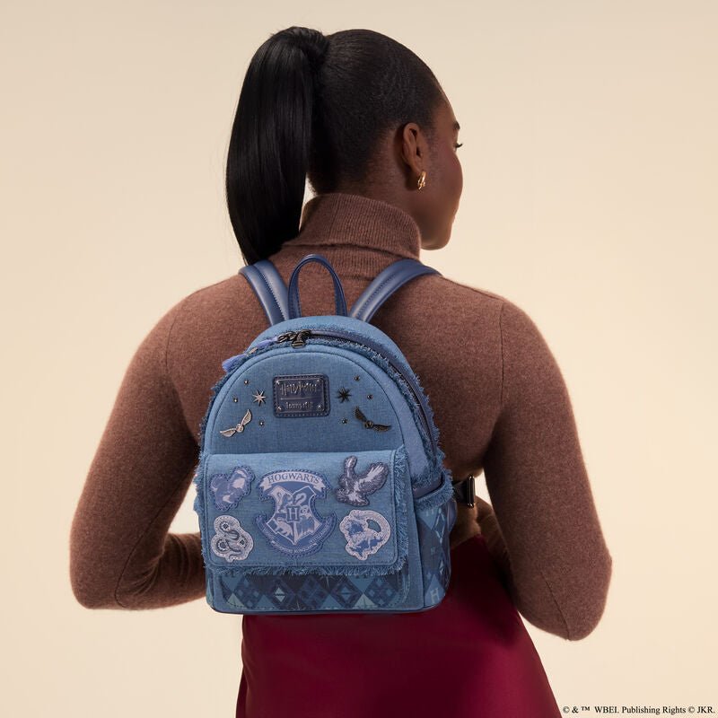 Loungefly Harry Potter Hogwarts Denim Mini Backpack - The Happy Toy Store
