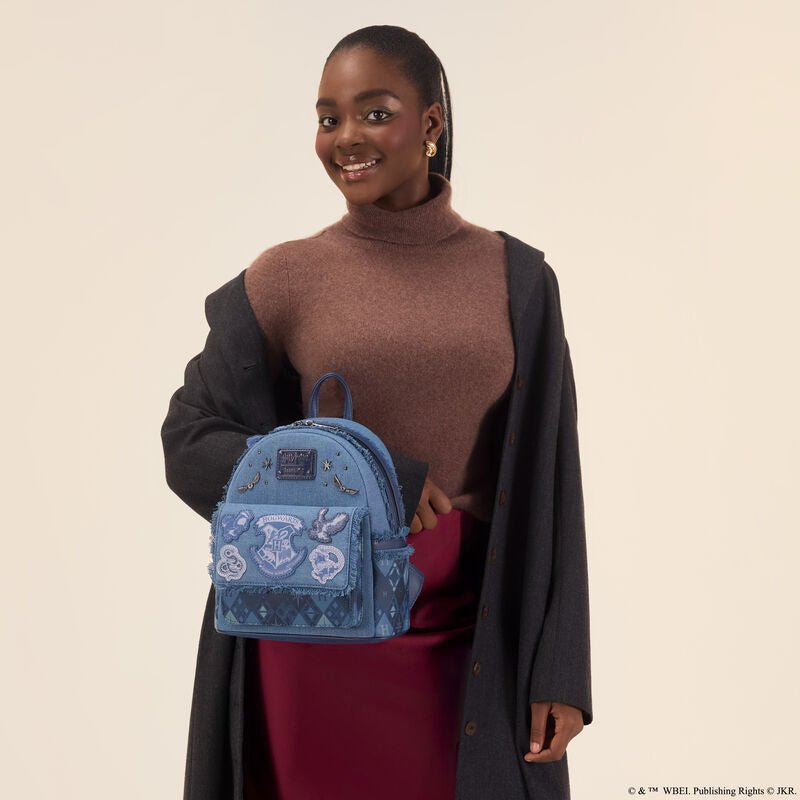 Loungefly Harry Potter Hogwarts Denim Mini Backpack - The Happy Toy Store