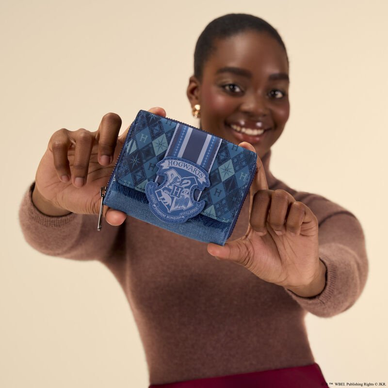 Loungefly Harry Potter Hogwarts Denim Tri - fold Wallet - The Happy Toy Store