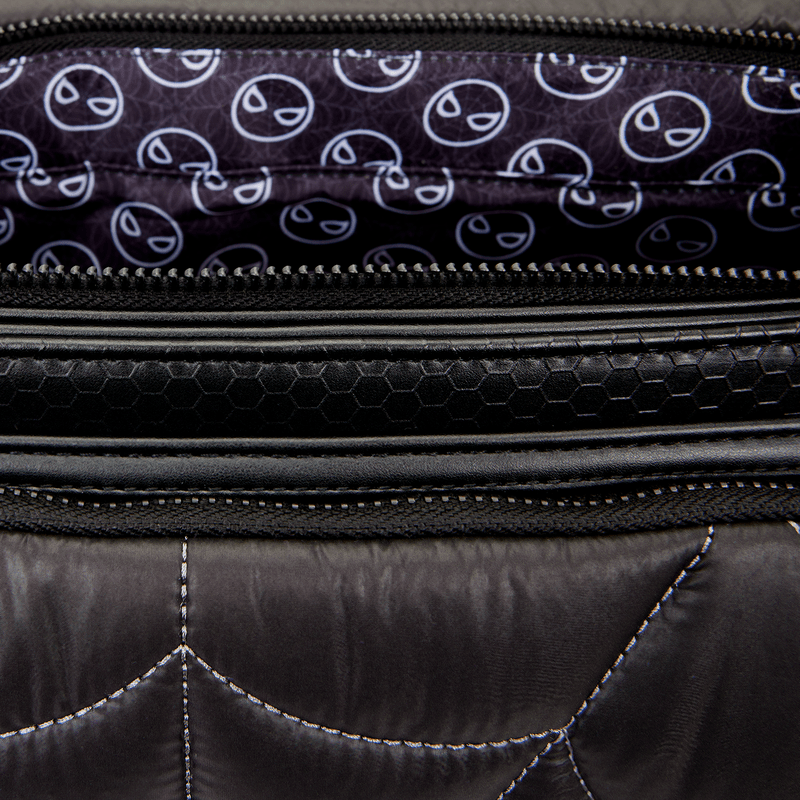 Loungefly Marvel Spider - Man Black & White Suit Quilted Messenger Crossbody Bag - The Happy Toy Store