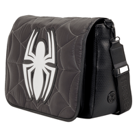 Loungefly Marvel Spider - Man Black & White Suit Quilted Messenger Crossbody Bag - The Happy Toy Store