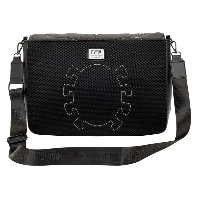 Loungefly Marvel Spider - Man Black & White Suit Quilted Messenger Crossbody Bag - The Happy Toy Store