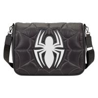 Loungefly Marvel Spider - Man Black & White Suit Quilted Messenger Crossbody Bag - The Happy Toy Store