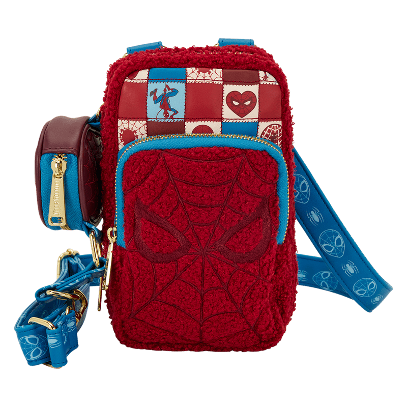 Loungefly Marvel Spider - Man Sherpa Cell Phone Crossbody Bag with Coin Bag - The Happy Toy Store