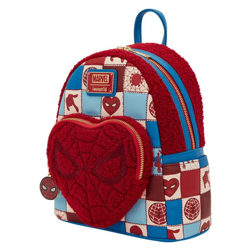 Loungefly Marvel Spider - Man Sherpa Heart Mini Backpack - The Happy Toy Store