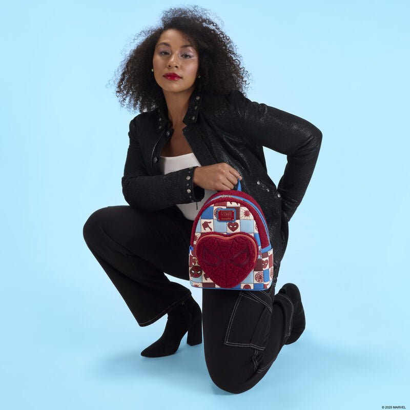 Loungefly Marvel Spider - Man Sherpa Heart Mini Backpack - The Happy Toy Store