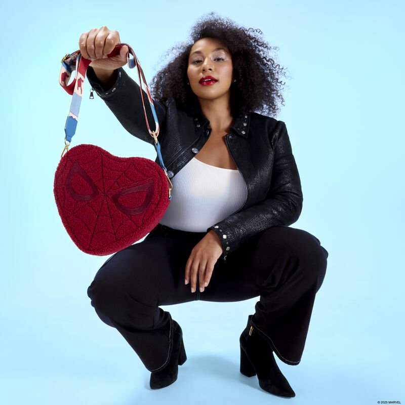 Loungefly Marvel Spider - Man Sherpa Heart Shaped Crossbody Bag - The Happy Toy Store