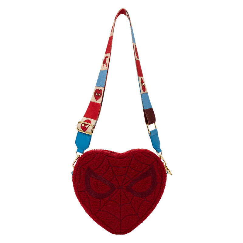 Loungefly Marvel Spider - Man Sherpa Heart Shaped Crossbody Bag - The Happy Toy Store