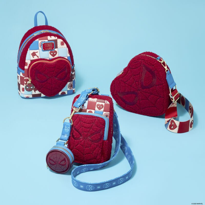 Loungefly Marvel Spider - Man Sherpa Heart Shaped Crossbody Bag - The Happy Toy Store