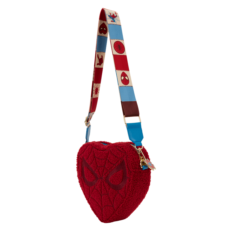 Loungefly Marvel Spider - Man Sherpa Heart Shaped Crossbody Bag - The Happy Toy Store