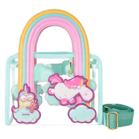 Loungefly Minions Fluffy Unicorn Rainbow Clear Mini Tote Crossbody Bag - The Happy Toy Store