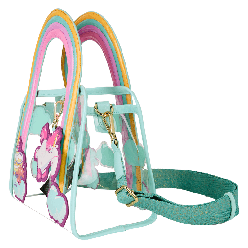 Loungefly Minions Fluffy Unicorn Rainbow Clear Mini Tote Crossbody Bag - The Happy Toy Store