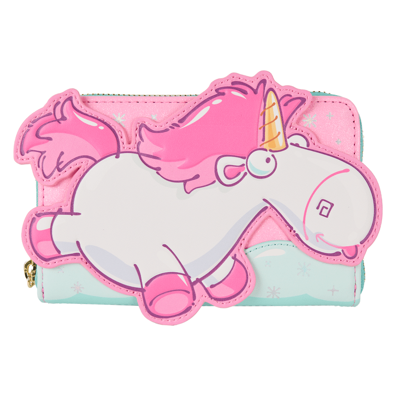 Loungefly Minions Fluffy Unicorn Rainbow Glitter Zip Around Wallet - The Happy Toy Store
