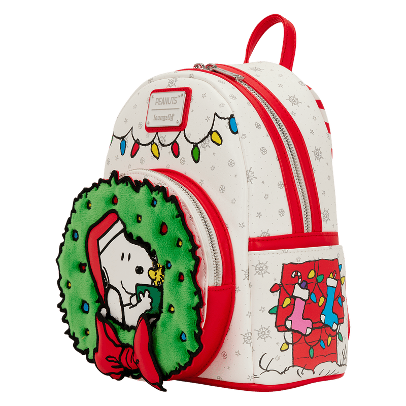 Loungefly Peanuts Snoopy & Woodstock Holiday Plush Wreath Mini Backpack - The Happy Toy Store