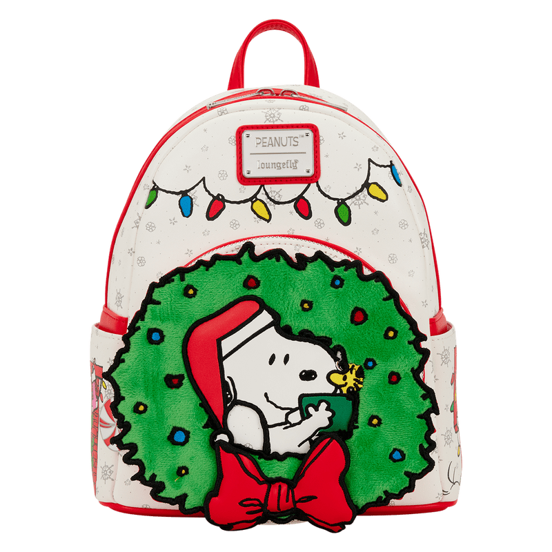 Loungefly Peanuts Snoopy & Woodstock Holiday Plush Wreath Mini Backpack - The Happy Toy Store