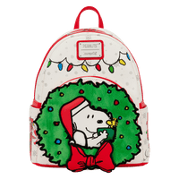Loungefly Peanuts Snoopy & Woodstock Holiday Plush Wreath Mini Backpack - The Happy Toy Store