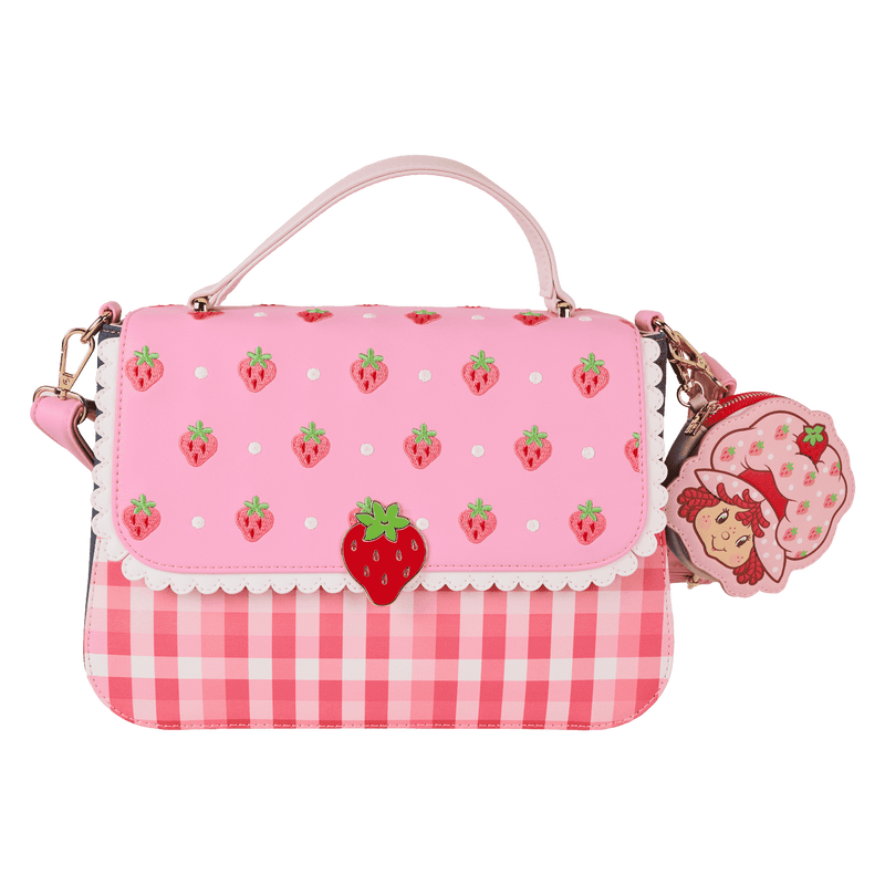 Loungefly Strawberry Shortcake Denim Gingham Crossbody Bag with Coin Bag - The Happy Toy Store