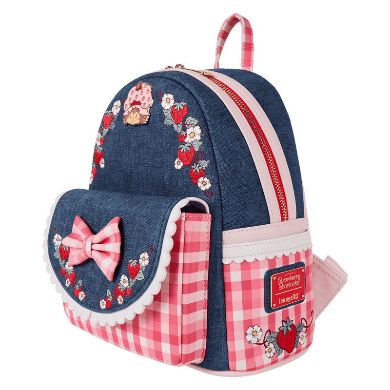 Loungefly Strawberry Shortcake Denim Gingham Mini Backpack - The Happy Toy Store
