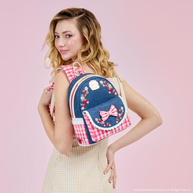 Loungefly Strawberry Shortcake Denim Gingham Mini Backpack - The Happy Toy Store