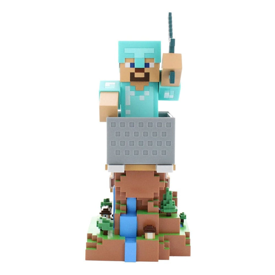 Minecraft Steve in Diamond Armour Cable Guys Controller Holder and Phone Stand 22cm - The Happy Toy Store