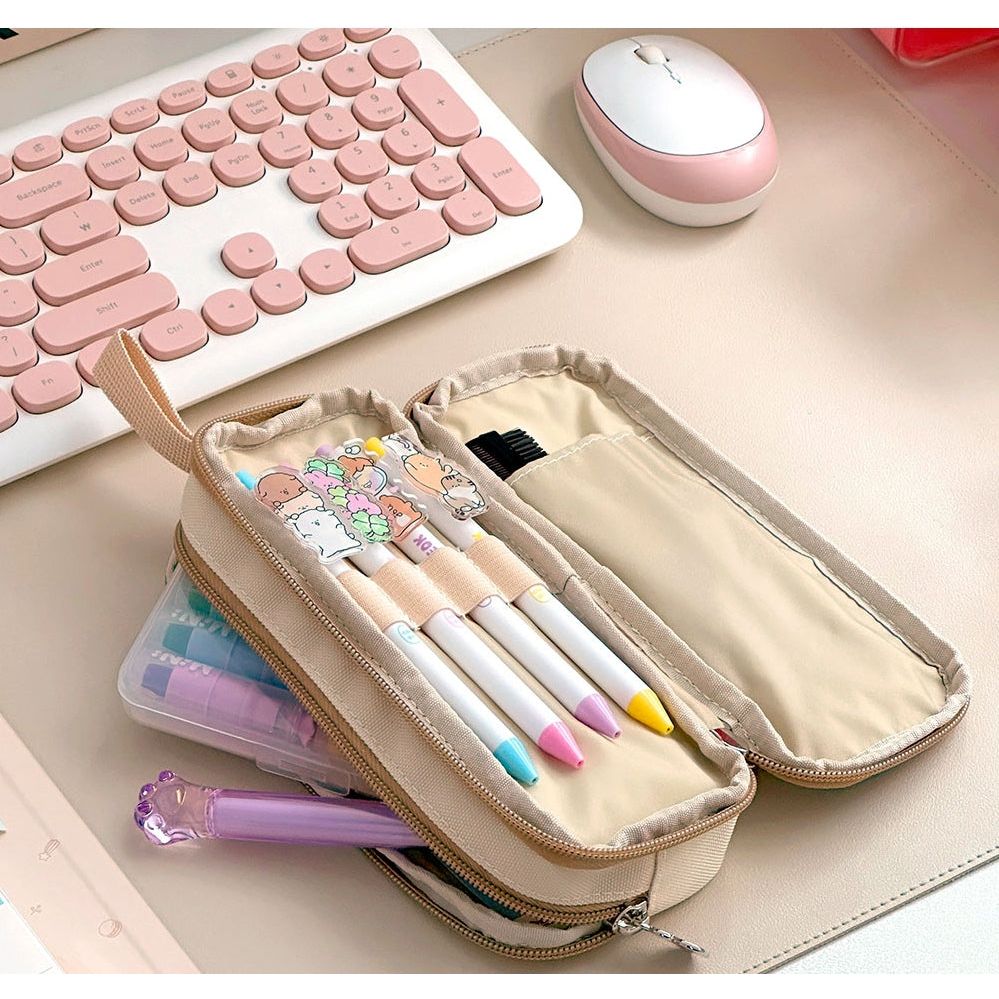 Soon Deok Embroidered Double - Zipper Pencil Case - The Happy Toy Store