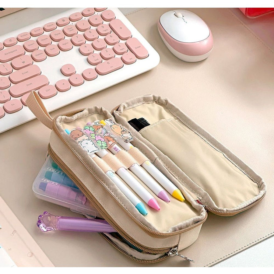 Soon Deok Embroidered Double - Zipper Pencil Case - The Happy Toy Store