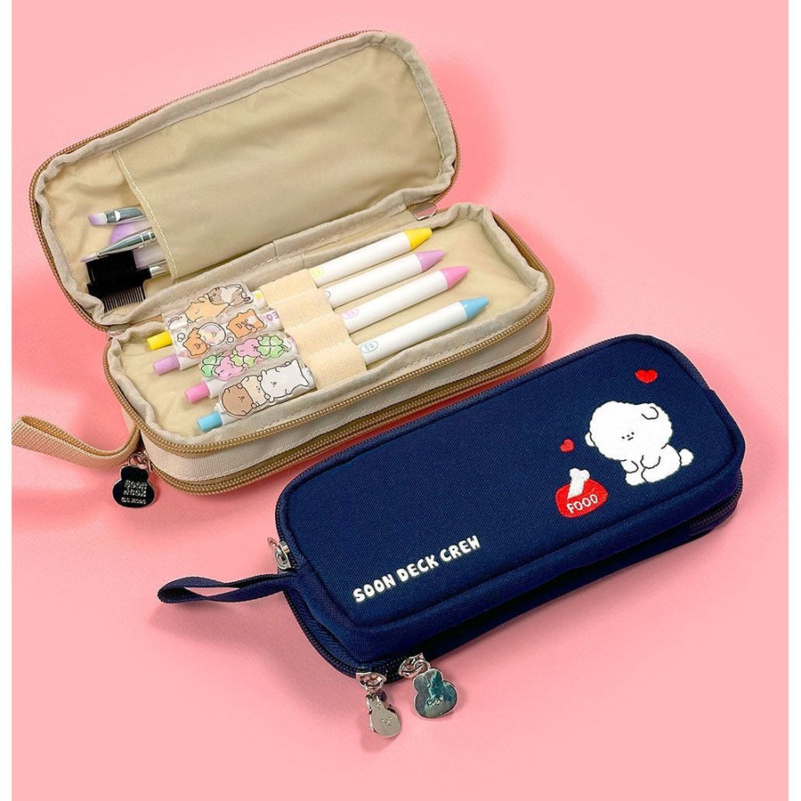 Soon Deok Embroidered Double - Zipper Pencil Case - The Happy Toy Store