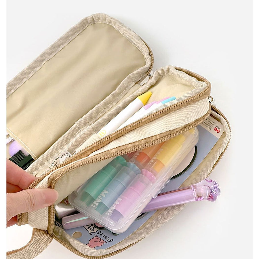 Soon Deok Embroidered Double - Zipper Pencil Case - The Happy Toy Store