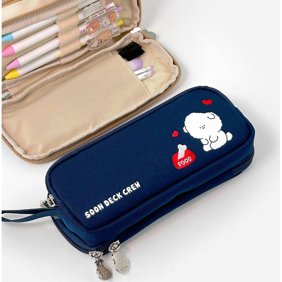 Soon Deok Embroidered Double - Zipper Pencil Case - The Happy Toy Store