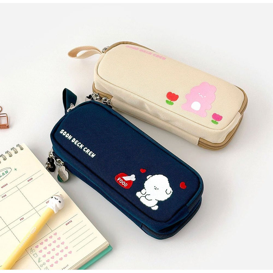 Soon Deok Embroidered Double - Zipper Pencil Case - The Happy Toy Store
