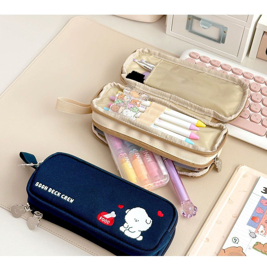 Soon Deok Embroidered Double - Zipper Pencil Case - The Happy Toy Store