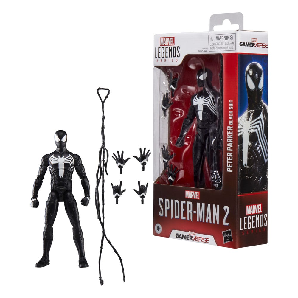 Spider - Man 2 Marvel Legends Gamerverse Action Figure Peter Parker (Black Suit) 15 cm - The Happy Toy Store