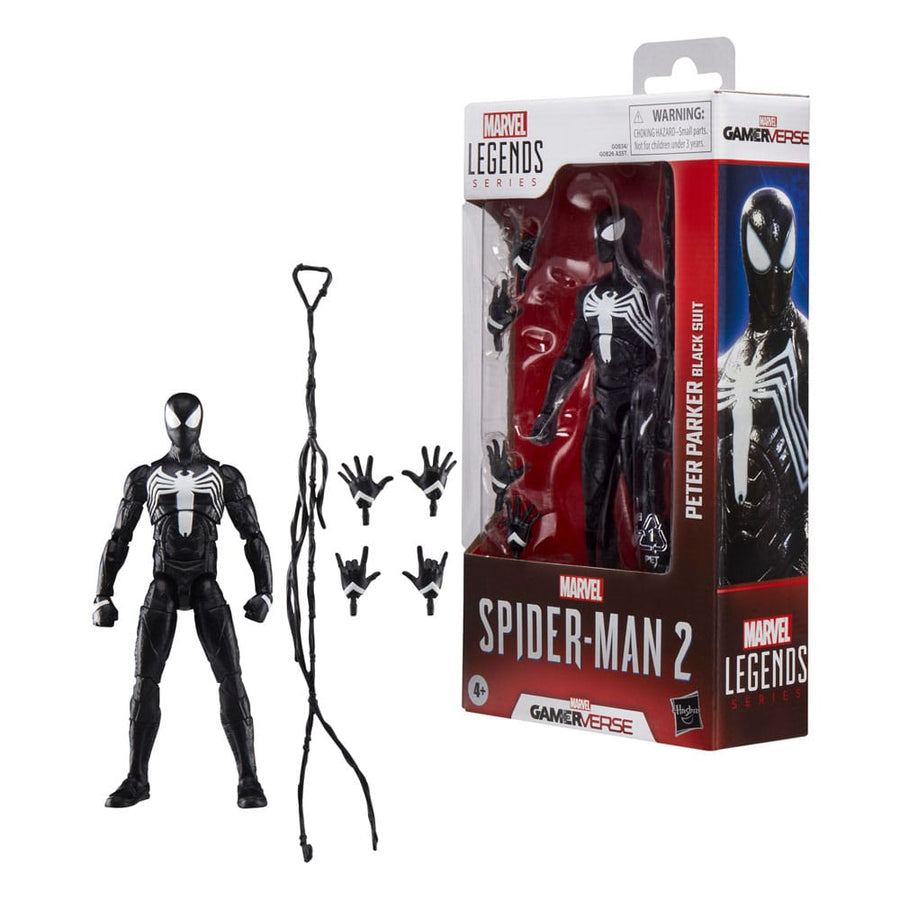 Spider - Man 2 Marvel Legends Gamerverse Action Figure Peter Parker (Black Suit) 15 cm - The Happy Toy Store
