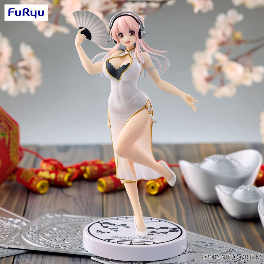 Super Sonico Trio - Try - iT PVC Statue White China Dress Ver. 21 cm - The Happy Toy Store